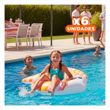 PACK6 COLCHONETA INFLABLE ANARANJADO PEZ RAYADO 83 X 81 CM PARA PISCINA Y+REGALO STICKER