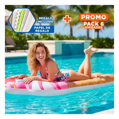 PACK6 COLCHONETA HELADO 107 X 224 CM ACUATICA PARA JUEGOS EN AGUA Y+PAPEL REGALO