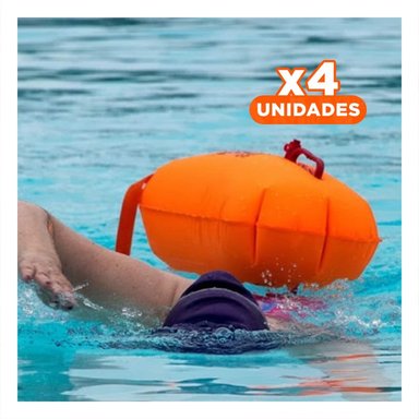 PACK4 JUGUETE INFLABLE COLORIDO SALVAVIDAS CON MOCHILA ANARANJADO PARA NIÑOS