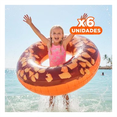 PACK6 FLOTADOR REDONDO DONAL CHOCOLATE 114 CM SEGURO Y DIVERTIDO Y+REGALO STICKER