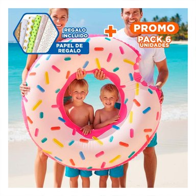 PACK6 ARO PARA NIÑOS DONAL PINK 107 CM COMODO PARA PISCINA Y+PAPEL REGALO