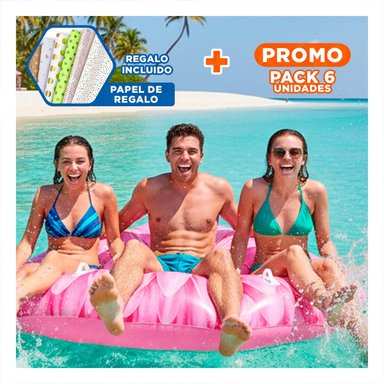 PACK6 COLCHONETA GIRASOL 142 X 142 CM ACUATICA PARA JUEGOS EN AGUA Y+PAPEL REGALO