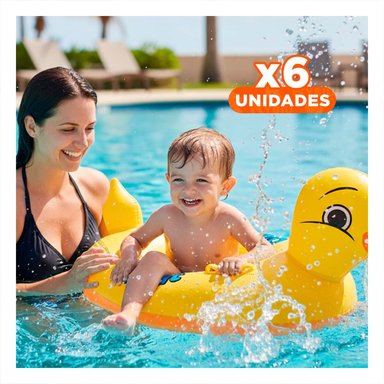 PACK6 FLOTADOR PATO 31 X 24 CM INFLABLE DIVERTIDO PARA PISCINA Y+REGALO STICKER