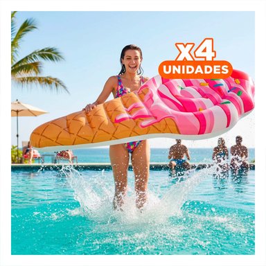 PACK4 SALVAVIDAS INFLABLE EN FORMA DE HELADO 107 X 224 CM PARA NIÑOS