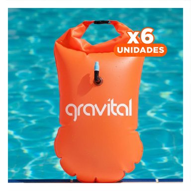 PACK6 SALVAVIDAS INFLABLE SEGURO SALVAVIDAS CON MOCHILA ANARANJADO PARA NIÑOS Y+REGALO STICKER