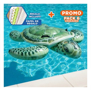 PACK6 SALVAVIDAS ACUATICO TORTUGA 150 X 127 CM DIVERTIDO Y+PAPEL REGALO
