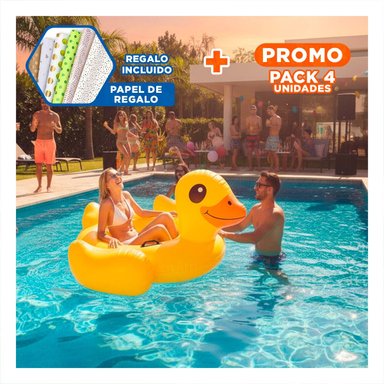 PACK4 JUGUETE INFLABLE DIVERTIDO PATO 147 X 147 X 81 CM PARA PISCINA Y+PAPEL REGALO