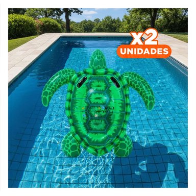 PACK2 JUGUETE ACUATICO TORTUGA VERDE 150 X 127 CM DIVERTIDO PARA JUEGOS Y+REGALO STICKER