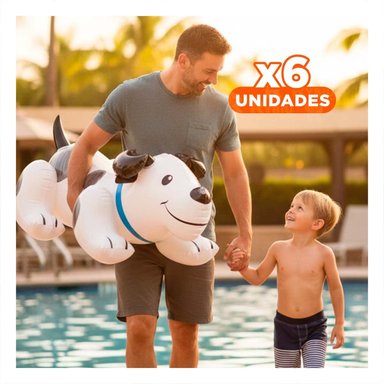 PACK6 SALVAVIDAS INFLABLE SEGURO PERRITO 108 X 71 CM PARA NIÑOS Y+REGALO STICKER
