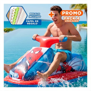 PACK4 SALVAVIDAS FLOTANTE MOTO 89 X 46 CM COMODO PARA PISCINA Y+PAPEL REGALO