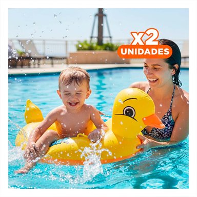 PACK2 SALVAVIDAS GRANDE PATO 31 X 24 CM COLORIDO PARA AGUA Y+REGALO STICKER