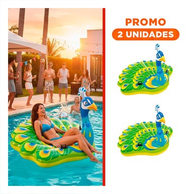 PACK2 COLCHONETA ACUATICA GRANDE PAVO REAL PARA JUEGOS EN AGUA