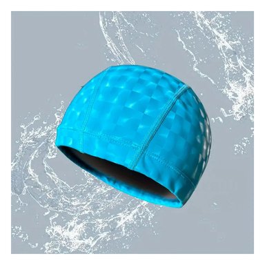 PACK4 CASCO DE NATACION CELESTE DE TELA PARA PISCINA Y CABELLO SECO - 2
