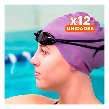 PACK12 SOMBRERO DE NATACION MORADO PARA PISCINA Y ACTIVIDAD