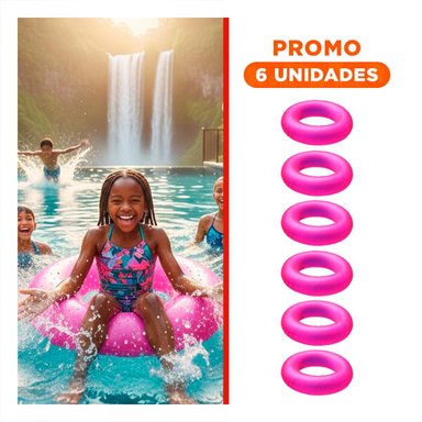 PACK6 SALVAVIDAS FLOTANTE NEON 91 CM INFLABLE Y DIVERTIDO ROSADO NEON PARA JUEGOS EN AGUA