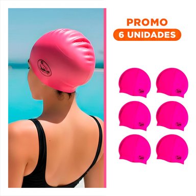 PACK6 CAPUCHA DE NATACION ROSADO PARA ENTRENAMIENTO Y CABELLO PROTEGIDO SEGURO