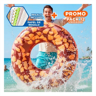 PACK12 FLOTADOR CIRCULAR DONAL CHOCOLATE 114 CM LIGERO Y RESISTENTE Y+PAPEL REGALO