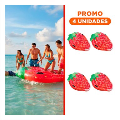 PACK4 SALVAVIDAS GRANDE ISLA DE FRESAS 137 X 132 CM COLORIDO PARA AGUA Y+REGALO STICKER