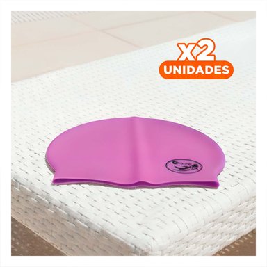 PACK2 GORRO DE NATACION MORADO PARA CABELLO SECO Y ENTRENAMIENTO Y+REGALO STICKER