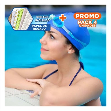 PACK4 PROTECTOR DE NATACION AZUL PARA CABELLO Y CONFORT Y+PAPEL REGALO