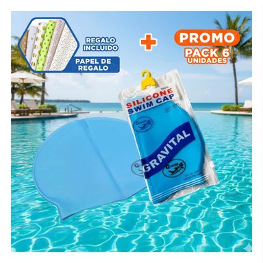 PACK6 CAPUCHA DE NATACION CELESTE PARA PISCINA Y COMODIDAD TOTAL Y+PAPEL REGALO