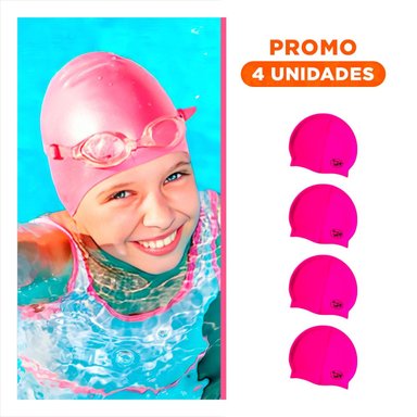PACK4 CAPUCHA DE NATACION ROSADO PARA PISCINA Y COMODIDAD TOTAL SEGURA Y+REGALO STICKER