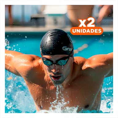 PACK2 TOCA DE NATACION NEGRO PARA COMPETENCIA Y PISCINA GARANTIZADA Y+REGALO STICKER