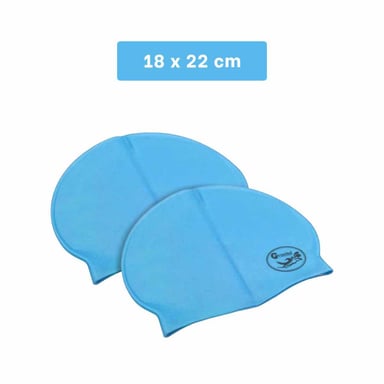 PACK4 CASCO DE NATACION CELESTE PARA PISCINA Y CABELLO PROTEGIDO - 4