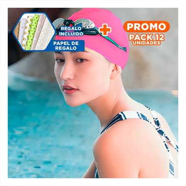 PACK12 PROTECTOR DE NATACION ROSADO PARA PISCINA Y CABELLO SEGURO PROTEGIDO Y+PAPEL REGALO