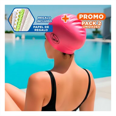 PACK2 GORRO DE NATACION ROSADO PARA ENTRENAMIENTO Y COMODIDAD TOTAL Y+PAPEL REGALO