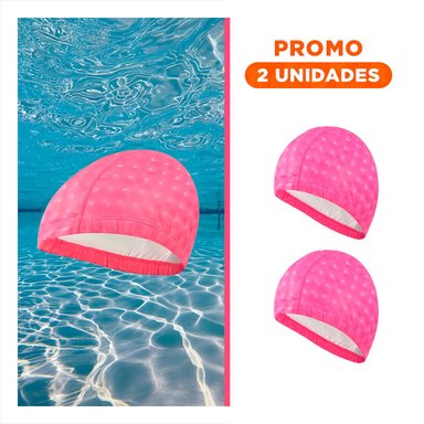 PACK2 TOCA DE NATACION ROSADO DE TELA PARA JUEGOS Y CABELLO SEGURO