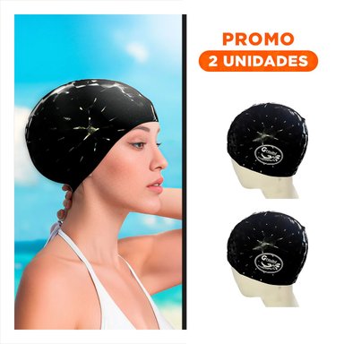 PACK2 TOCA DE NATACION NEGRO DE TELA PARA JUEGOS Y CABELLO SEGURO