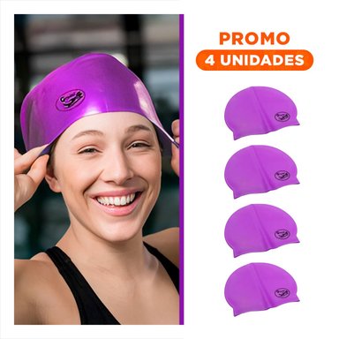 PACK4 CAPUCHA DE NATACION MORADO PARA ACTIVIDAD Y PISCINA Y+REGALO STICKER