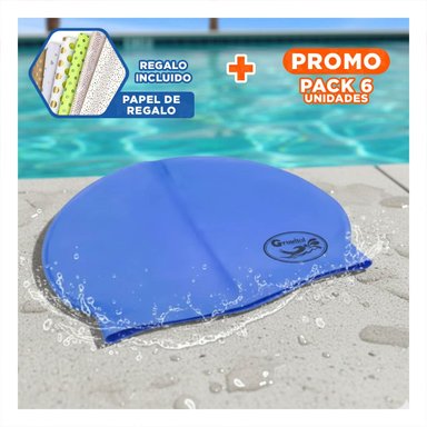 PACK6 TOCA DE NATACION AZUL PARA PISCINA Y RECREACION Y+PAPEL REGALO