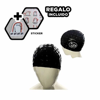 SOMBRERO DE NATACION NEGRO DE TELA PARA COMPETENCIA Y COMODIDAD Y+REGALO STICKER