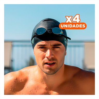 PACK4 CASCO DE NATACION NEGRO PARA PISCINA Y CABELLO SECO SEGURO