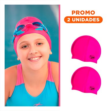 PACK2 GORRO DE NATACION ROSADO PARA PISCINA Y CABELLO PROTEGIDO SEGURO