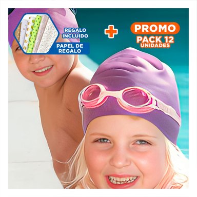 PACK12 TOCA DE NATACION MORADO PARA CABELLO PROTEGIDO Y ENTRENAMIENTO Y+PAPEL REGALO