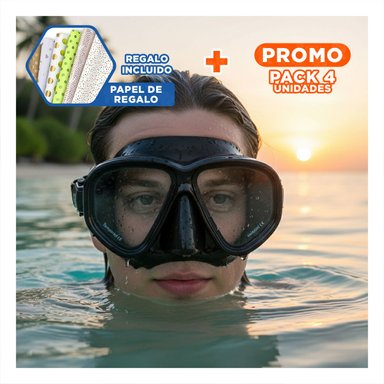 PACK4 EQUIPO DE NATACION 2 PCS PARA BUCEO RECREATIVO Y+PAPEL REGALO