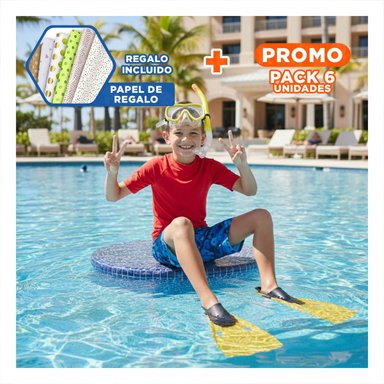 PACK6 CONJUNTO 3 DE BUCEO AMARILLO PARA JUEGOS ACUATICOS Y+PAPEL REGALO