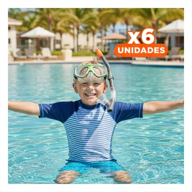 PACK6 COMBO PARA NATACION 02 BLANCO VERDE PARA PRACTICA RECREATIVA Y+REGALO STICKER