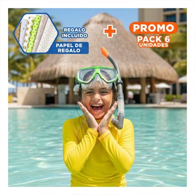 PACK6 PAQUETE PARA NATACION 02 BLANCO VERDE PARA ACTIVIDADES EN AGUA Y+PAPEL REGALO