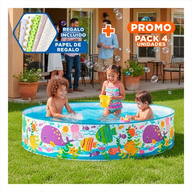 PACK4 PISCINA OCEANO PARA PATIO DEL HOGAR CON RECREACION FAMILIAR AL AIRE LIBRE Y+PAPEL REGALO - 1