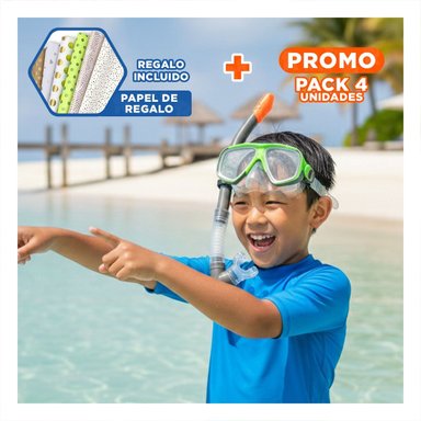 PACK4 JUEGO PARA NATACION 02 BLANCO VERDE PARA DIVERSION ACUATICA Y+PAPEL REGALO