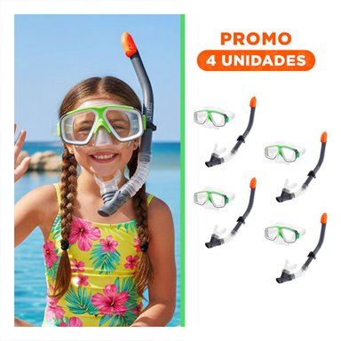 PACK4 KIT PARA NATACION 02 BLANCO VERDE PARA ENTRENAMIENTO LIGERO Y+REGALO STICKER