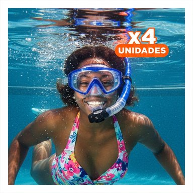 PACK4 JUEGO DEPORTIVO DE BUCEO DE 2 PZ AZUL PARA ACTIVIDADES ACUATICAS