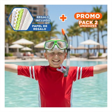 PACK2 IMPLEMENTO DEPORTIVO DE NATACION 02 BLANCO VERDE PARA ACTIVIDADES Y+PAPEL REGALO