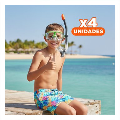 PACK4 ACCESORIO PARA NATACION 02 BLANCO VERDE PARA RECREACION