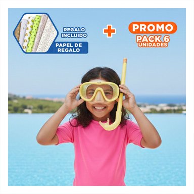 PACK6 EQUIPO INFANTIL AMARILLO PARA NATACION Y JUEGOS Y+PAPEL REGALO