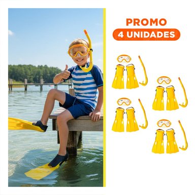 PACK4 JUEGO 3 DE BUCEO AMARILLO PARA DIVERSION CONTINUA Y+REGALO STICKER